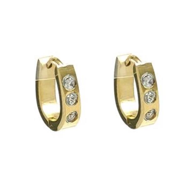 Stainless Steel U Shape Rhinestone Huggie Earrings