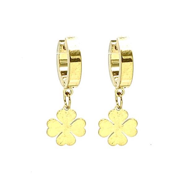 DANGLE CLOVER S.STEEL HUGGIES EARRING