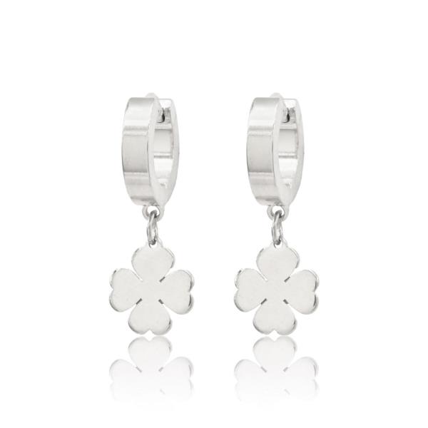 DANGLE CLOVER S.STEEL HUGGIES EARRING