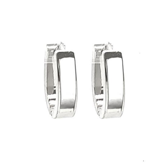 Stainless Steel U Shaped Mother Pearl Huggie Earrings