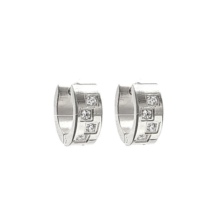 Stainless Steel ZigZag Cubic Huggie Earrings