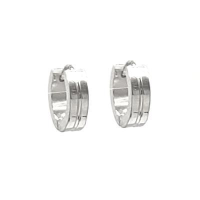 Stainless Steel Center Line Huggie Earrings