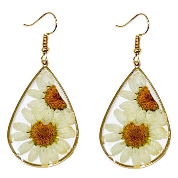 OVAL RESIN DRIED FLOWER EARRINGS