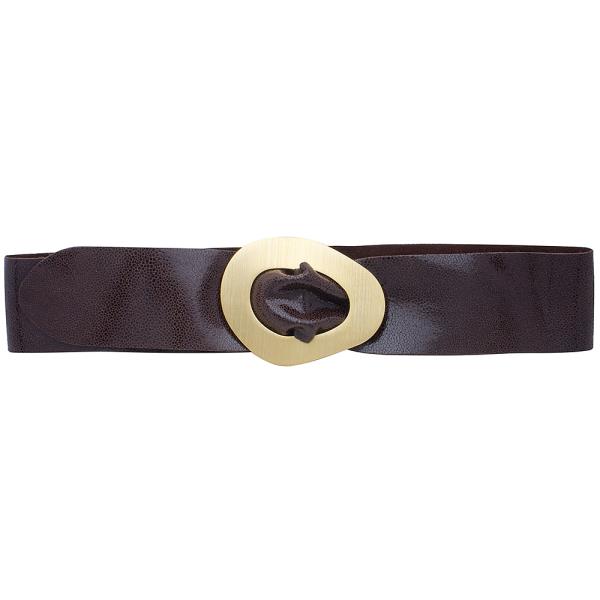 FASHION METAL OVAL SHAPE TEXTURE GENUINE LEATHER BELT