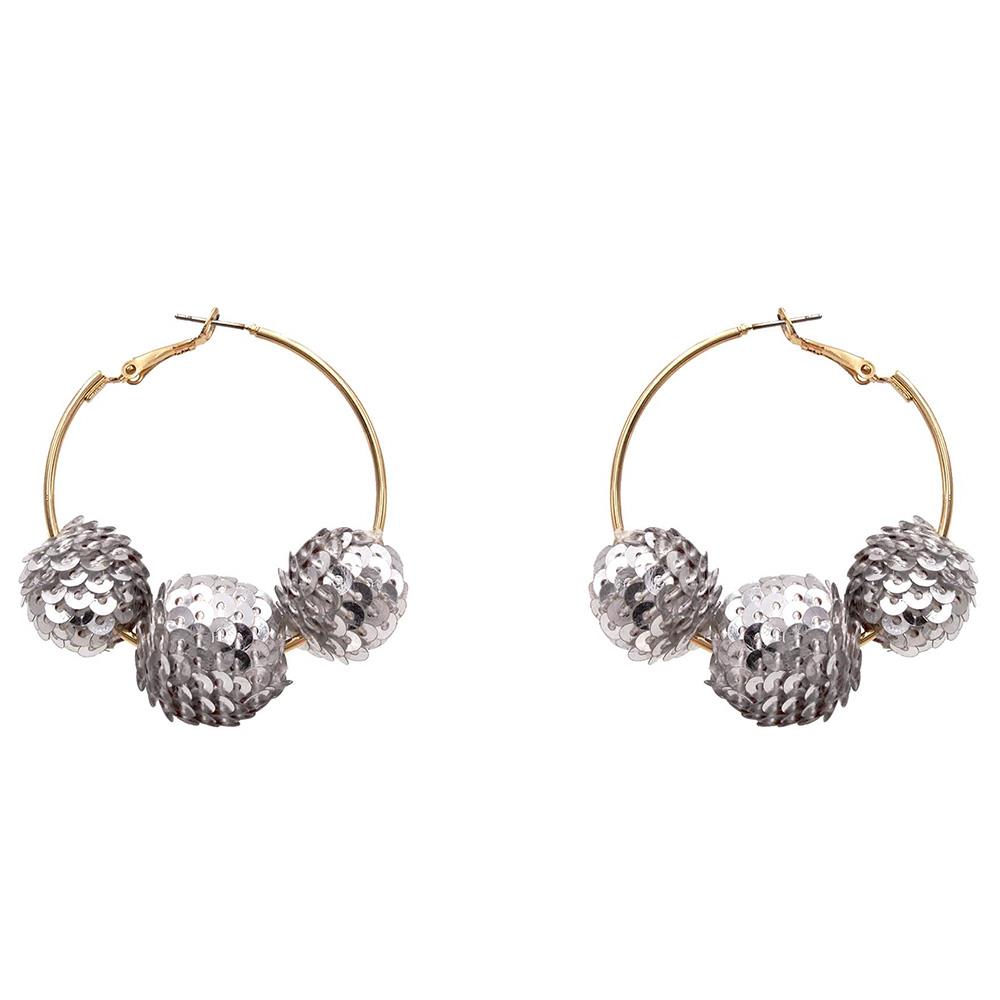 SEQUIN BALL BEAD HOOP EARRING