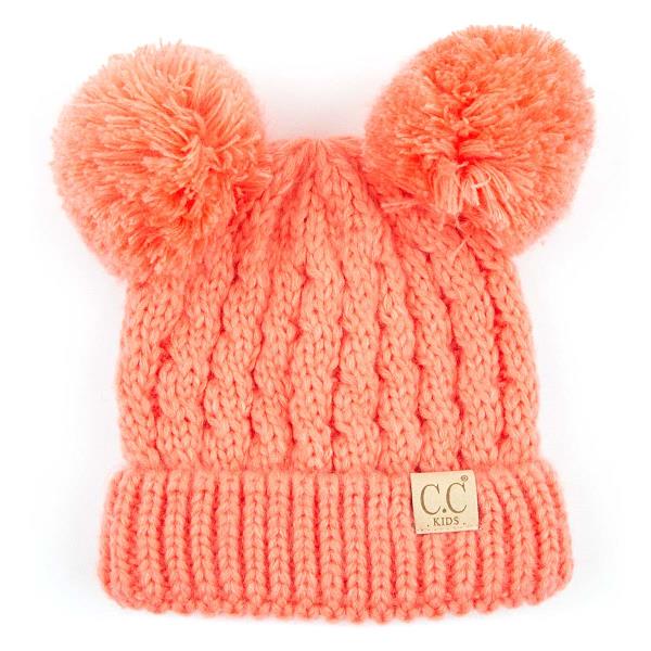 CC SOLID COLOR DOUBLE POM BEANIE FOR KIDS