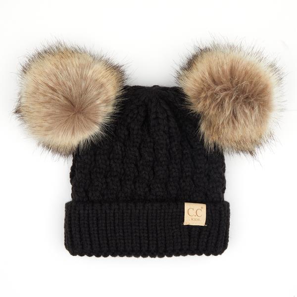 CC DOUBLE POM POM BEANIE HAT FOR KIDS