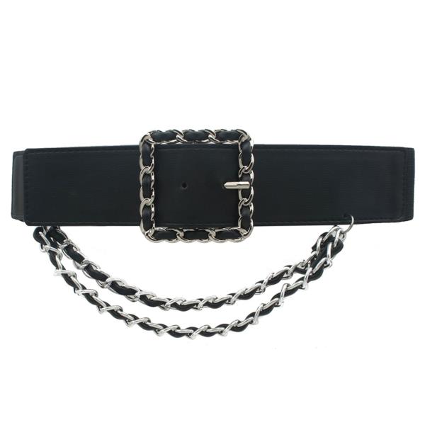 CHAIN DRAPE FRONT GLAM ELASTIC BELT