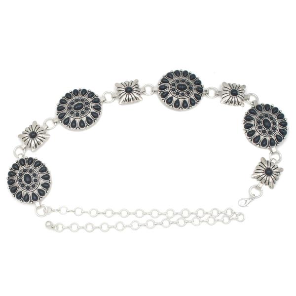 WESTERN SUNBEAM SQUARE STONE ACCENT CONCHO CHAIN BELT