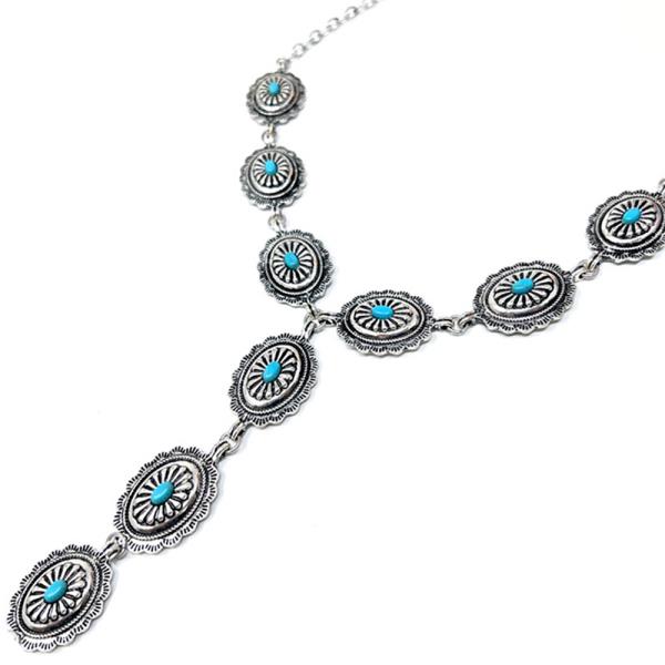WESTERN CONCHO Y SHAPE NECKLACE