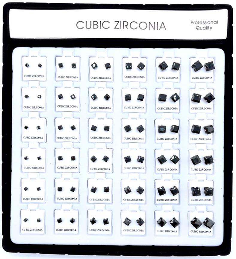 FASHION CUBIC ZIRCONIA STUD EARRING(12UNITS)