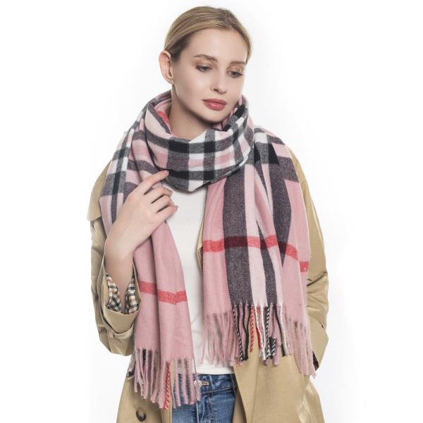 FASHION CHECK TASSEL OBLONG SCARF