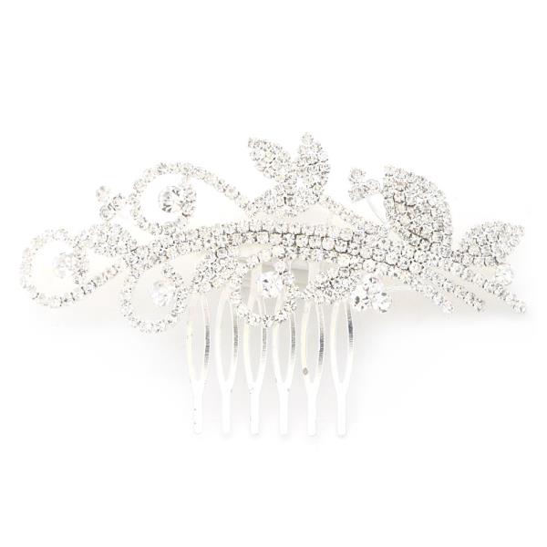 FLOWER PATTERN RHINESTONE HAIR COMB