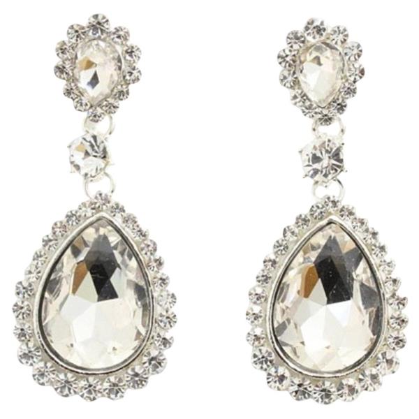 TEARDROP RHINESTONE DANGLE EARRING