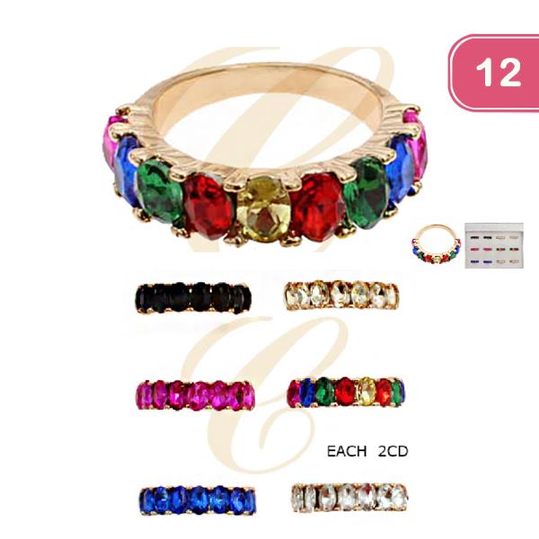 FASHION RAINBOW CRYSTAL RING (12UNITS)