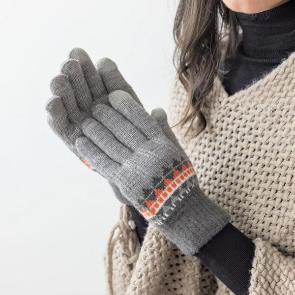 AZTEC PATTERN KNIT GLOVES WITH SMART TOUCH