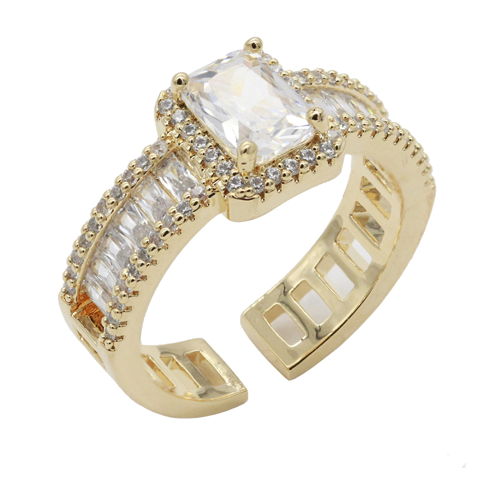 GOLD PLATED WITH CLEAR CZ ADJUSTABLE RINGS