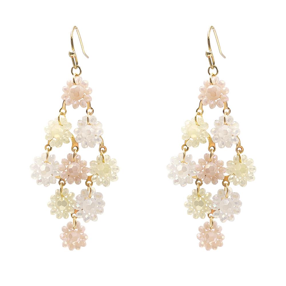 FLOWER GLASS DIAMOND SHAPE EARRING