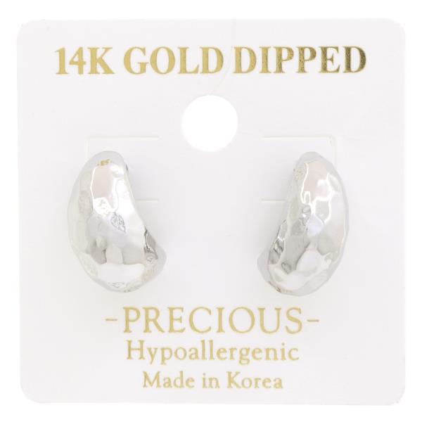 14K GOLD DIPPED HAMMERED METAL HYPOALLERGENIC EARRING