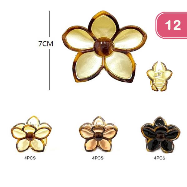 FASHION FLOWER JAW HAIR CLIP (12UNITS)