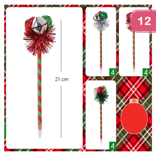 CHRISTMAS SHINY JINGLE BELL PEN (12 UNITS)