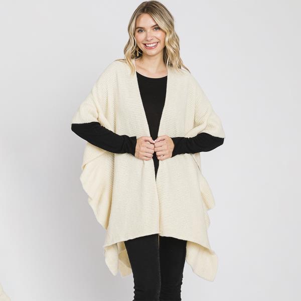 FASHION EDGE WAVY KNIT CAPE