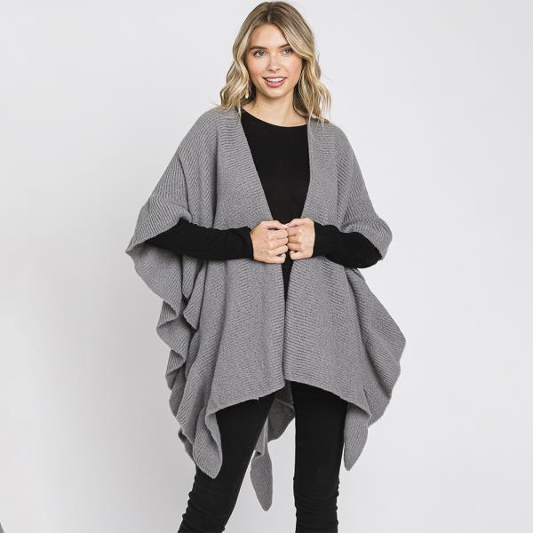 FASHION EDGE WAVY KNIT CAPE