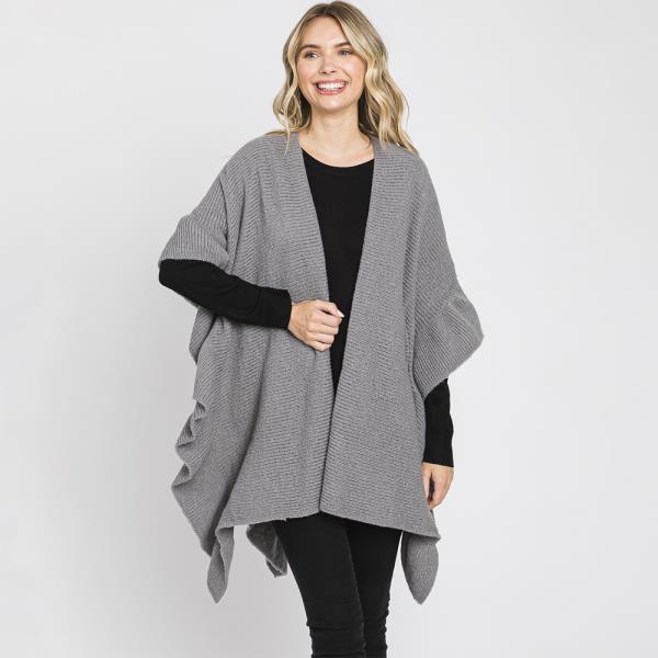 FASHION EDGE WAVY KNIT CAPE