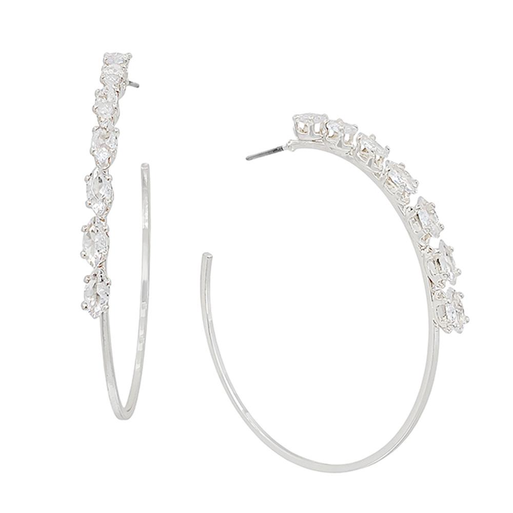 LEAF SHAPE CRYSTAL HOOP EARRING