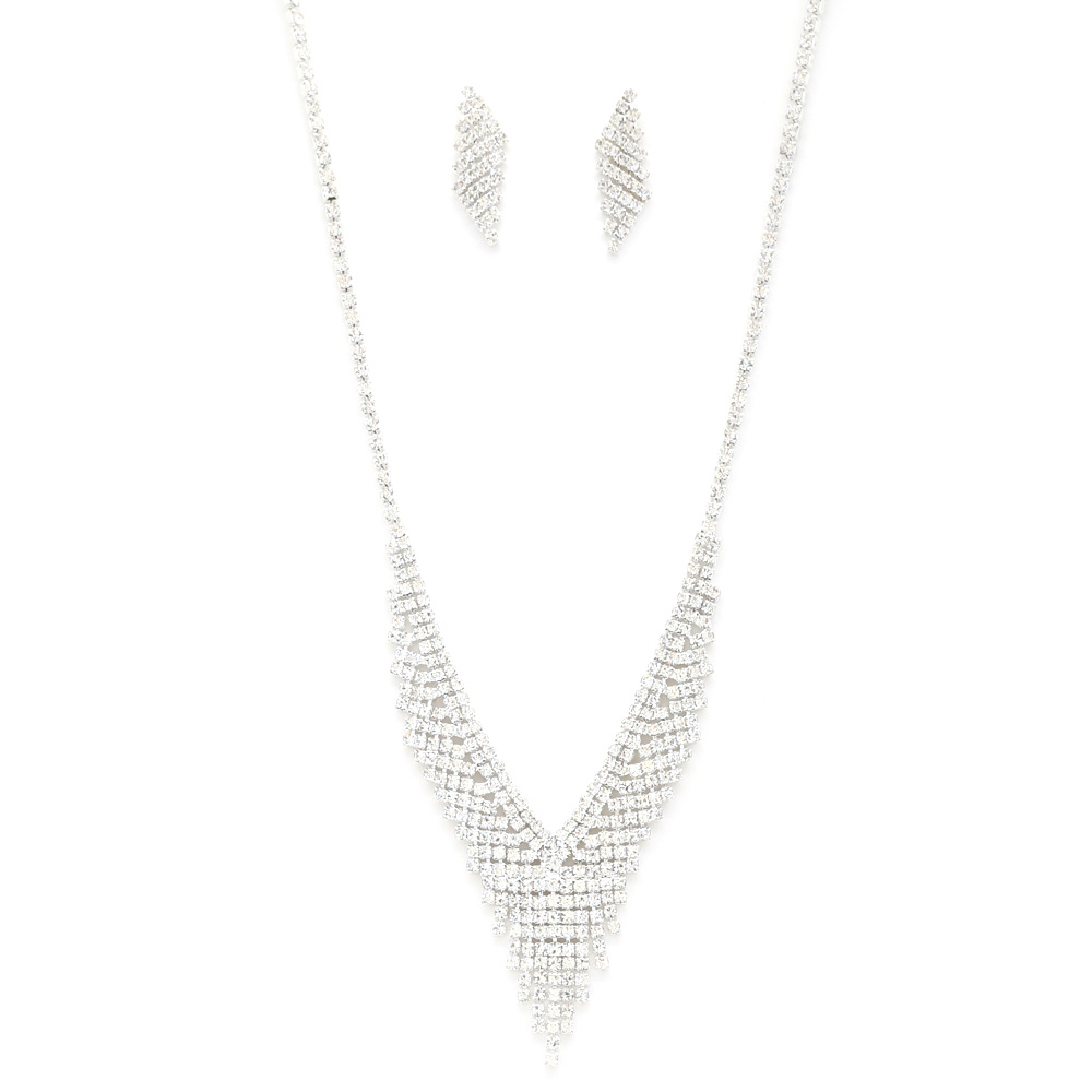 V SHAPE RHINESTONE NECKLACE