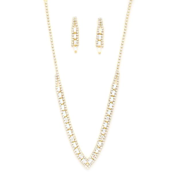 V SHAPE RHINESTONE NECKLACE