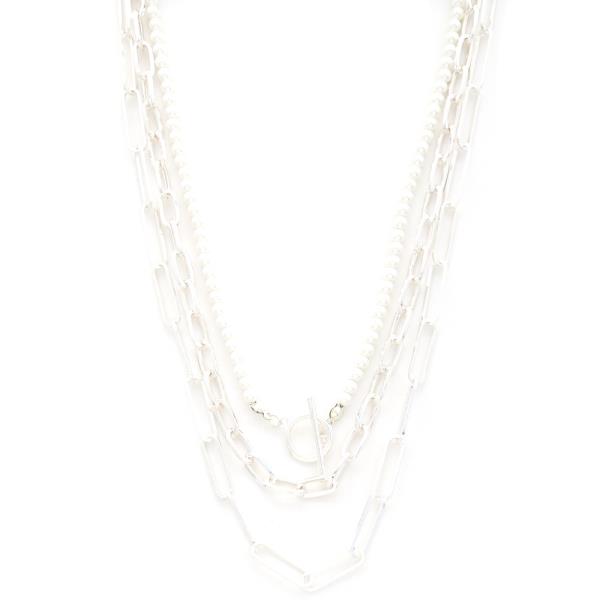 OVAL LINK BEADED TOGGLE CLASP NECKLACE