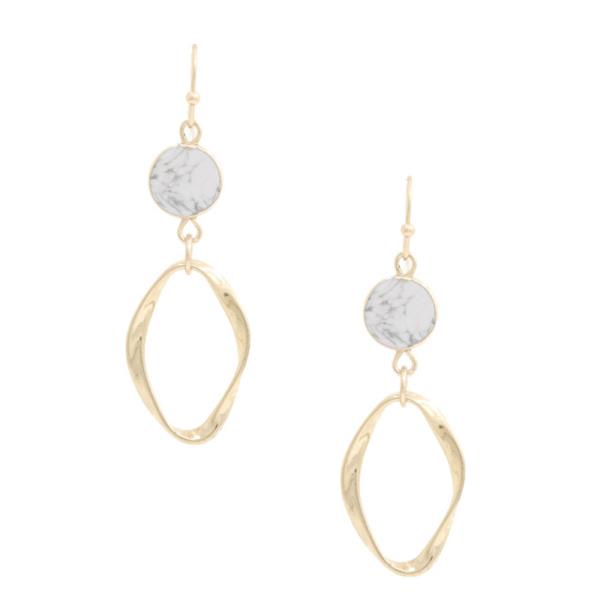 ROUND STONE OVAL LINK DANGLE EARRING