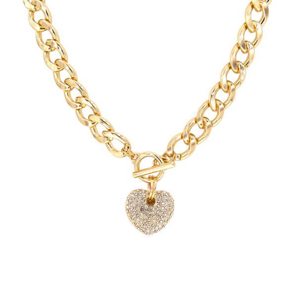 PUFFY HEART TOGGLE NECKLACE