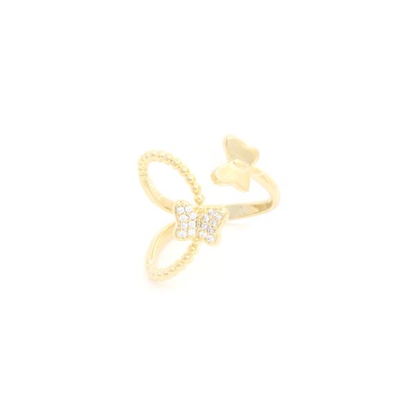 SODAJO BUTTERFLY CZ GOLD DIPPED ADJUSTABLE RING