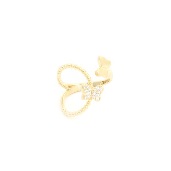 SODAJO BUTTERFLY CZ GOLD DIPPED ADJUSTABLE RING