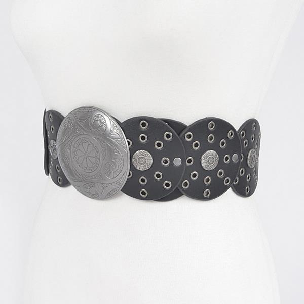 FAUX LEATHER MULTI EYELET ROUND WESTERN BELT