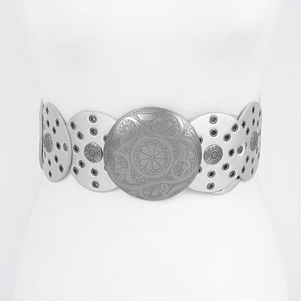 FAUX LEATHER MULTI EYELET ROUND WESTERN BELT