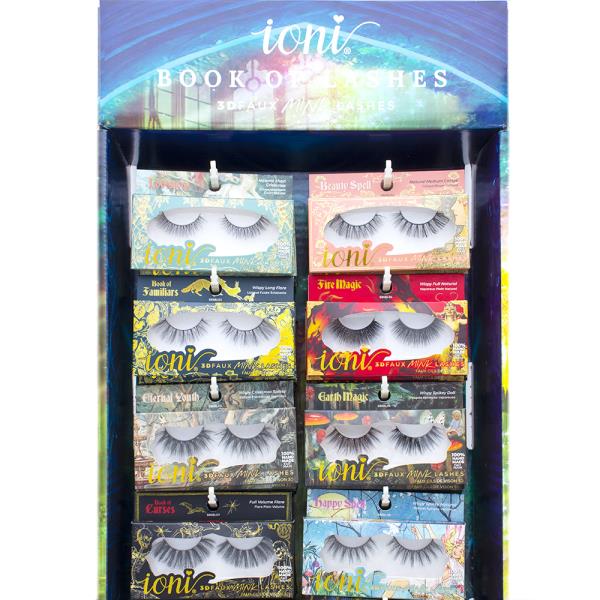 IONI BOOK OF LASHES 3D FAUX MINK EYELASHES W DISPLAY SET