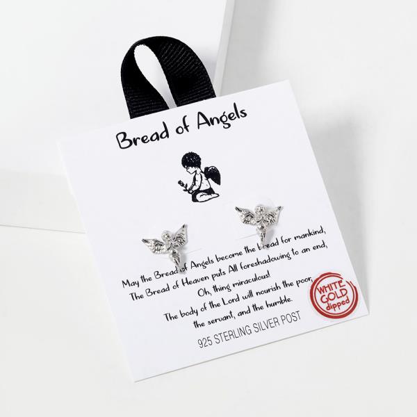 18K GOLD RHODIUM DIPPED BREAD OF ANGELS EARRING