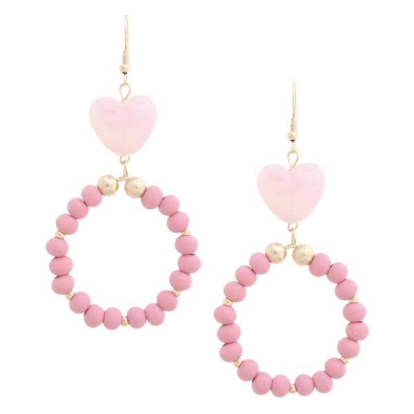 HEART BEADED ROUND DANGLE EARRING