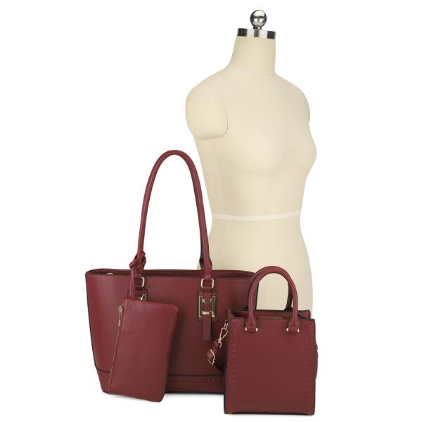 3IN1 SHOULDER TOTE WITH CROSSBODY HANDLE AND CLUTCH SET
