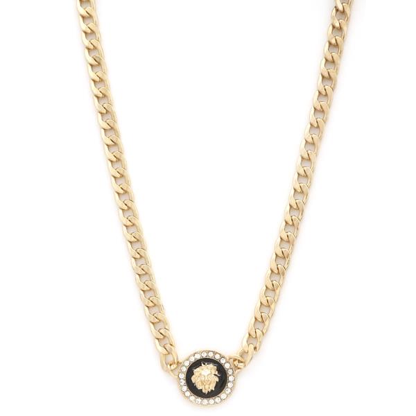 SODAJO LION HEAD ROUND CURB LINK NECKLACE