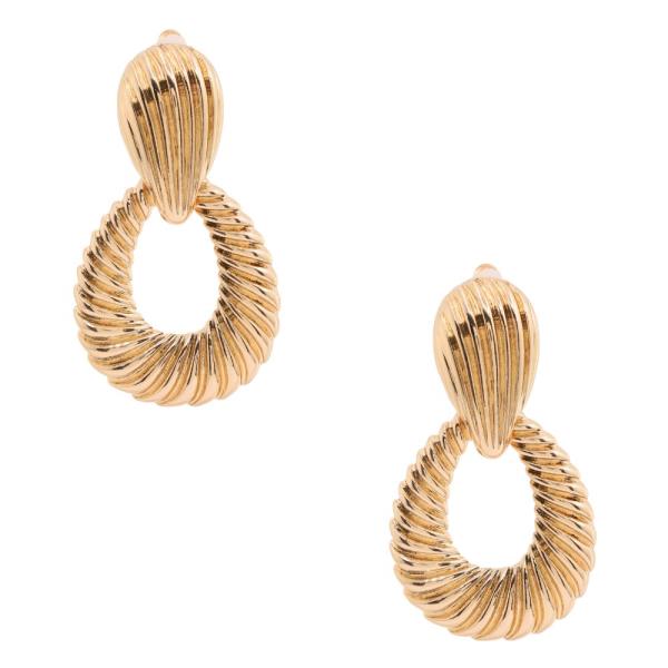 LINED TEARDROP CLIP EARRING