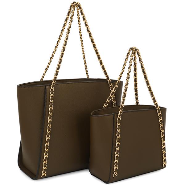2IN1 SMOOTH CHAIN LINK DESIGN TOTE BAG WITH MATCHING BAG SET