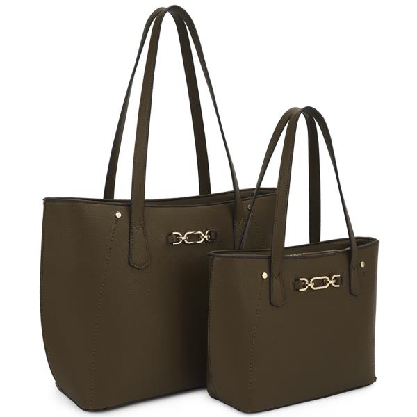 2IN1 SMOOTH TOTE WITH MATCHING BAG SET