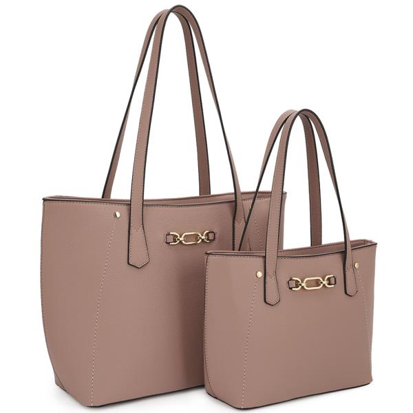 2IN1 SMOOTH TOTE WITH MATCHING BAG SET