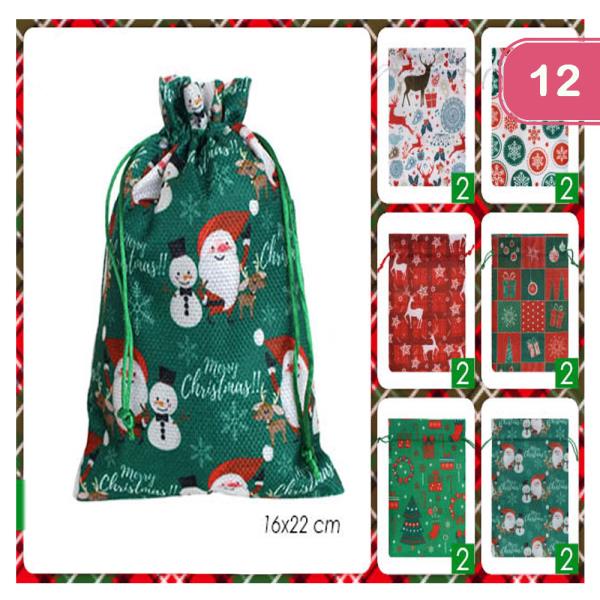 CHRISTMAS DRAWSTRING BAG (12 UNITS)