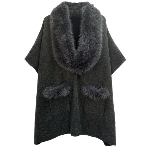 FAUX FUR COLLAR KIMONO