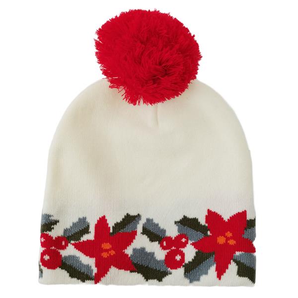 POINSETITA BEANIE W/POM